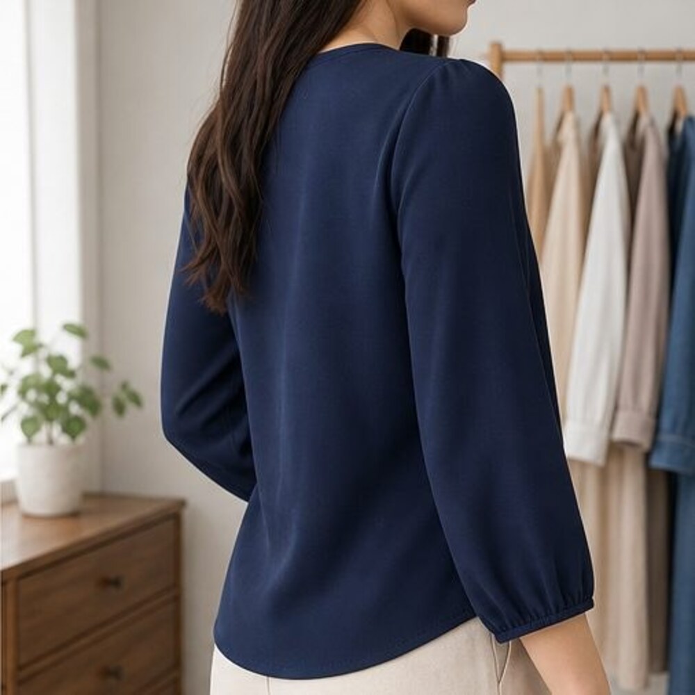 Navy Tunic Blouse - Picture 3 of 6